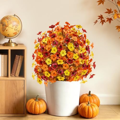 2PCS Fall Artificial Topiary Ball Flowers Mums Plants Tree UV Resistant 25" - Image 6