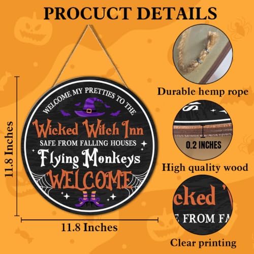 Halloween Witch Door Decor Halloween Witch Welcome Sign Wooden Hanger for for Front Door Porch Wall Indoor Home Office Kitchen Decor - Image 2
