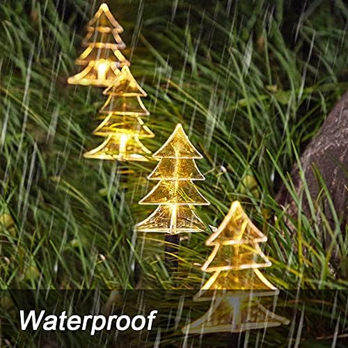 5 Pack Solar Christmas Tree Pathway Lights 6.3 Ft Total Outdoor Waterproof Landscape Lights Christmas Decorations for Pathway Garden Walkway Yard Lawn Patio (Warm White) - Image 3