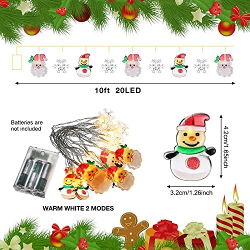 Zhanmai 2 Pcs Christmas Snowman Snowflake String Lights 10ft 20 LED - Image 2