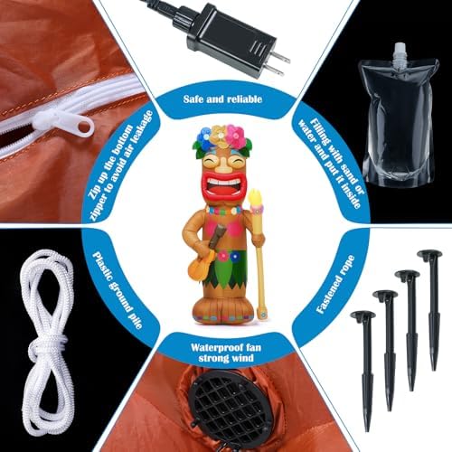 Shappy 5ft Inflatable Tiki Guitar Lighted Blowup Hawaiian Pool Party Decor - Image 3