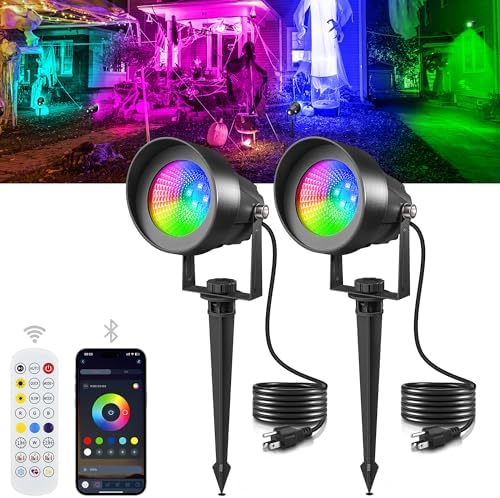 T-SUN Spot Lights Outdoor, Smart RGBW LED Landscape Spotlights 2 Pack by T-SUN