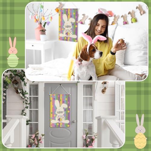 Tegeme 3 Pcs Happy St Patricks Door Decorations Easter Door Banner Hanger Sign Easter Hanging Flag Ornaments for Holiday Party Indoor Outdoor Decor 11.8 x 19.7 Inch - Image 6