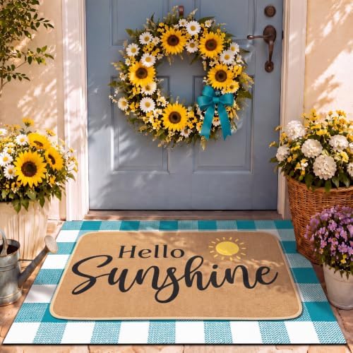 Tinideya 2 Pcs Hello Sunshine Layered Door Mat Outdoor by Tinideya