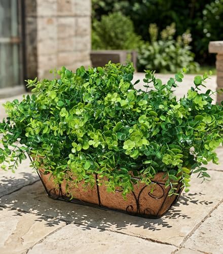Artificial Faux Outdoor Plants for Spring Summer Decoration, 12 Bundles Fake Plastic Eucalyptus UV Resistant Look Real Fake Plants for Planter Outside Front Door Porch Patio Balcony Garden Indoor Yard by Ivydale