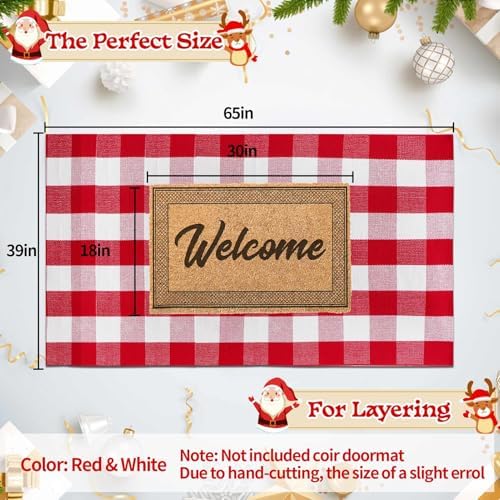 Christmas Buffalo Plaid Rug 3 x 5 Ft, Red White Indoor Outdoor Rug - Image 2