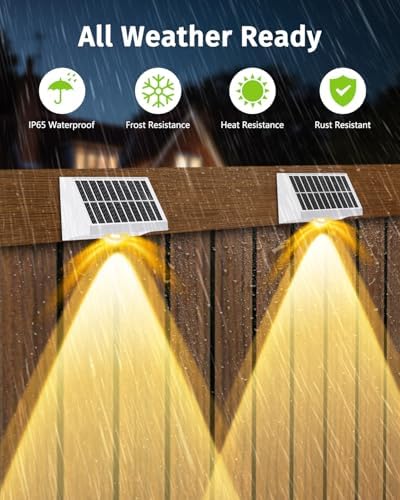 Solar Fence Lights Outdoor Waterproof Warm & Cool White & RGB（2 Pack White） - Image 6