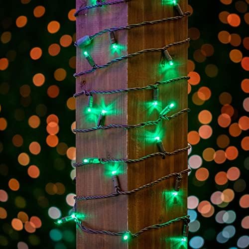 Novelty Lights 34ft 100 LED Green Christmas String Lights, Brown Wire - Image 3