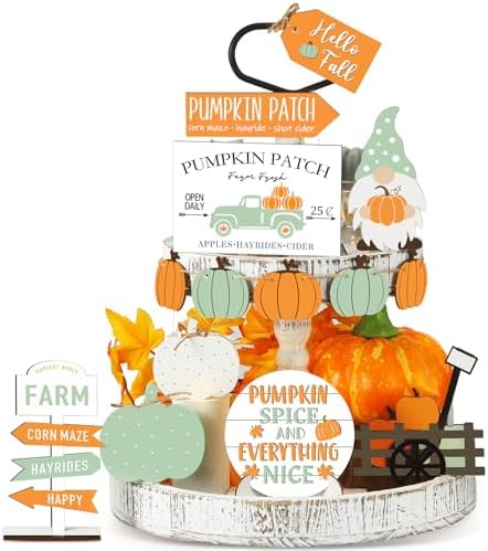 Sumind 15 Pcs Fall Decorations for Home Fall Tiered Tray Decor Set,Gnomes by Sumind