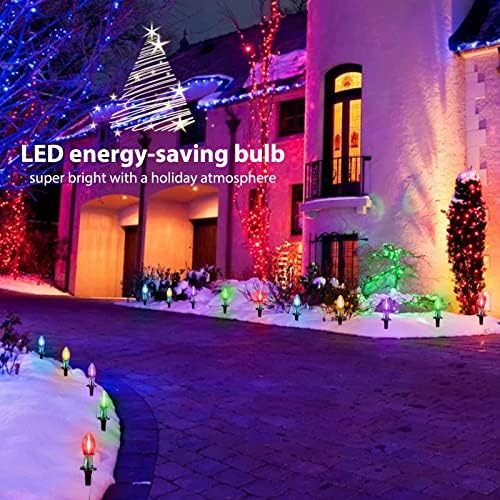 Brightown C9 Christmas Lights Outdoor, 2 Packs Total 51.4 Ft Christmas Pathway Lights with 40 LED Bulbs and Stakes, Connectable Outdoor Christmas Decorations Yard Walkway Sidewalk Holiday, Multicolor - Image 4