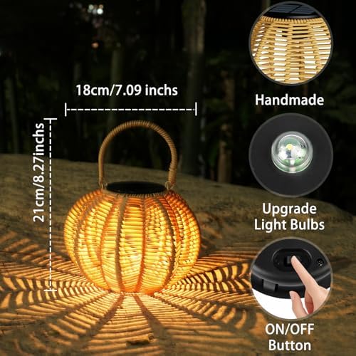 Solar Lanterns Outdoor Waterproof, Solar Pumpkin Lanterns 2 Pack - Image 2