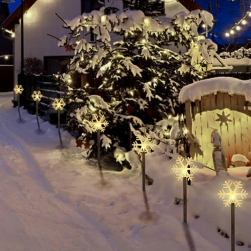 5 Pack Christmas Solar Pathway Lights, Snowflake Outdoor Decorations - Image 6