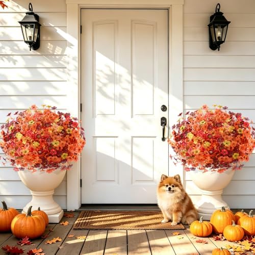 Yastouay Fake Mums, 24 Bundles UV Resistant Artificial Mums for Outdoors - Image 5