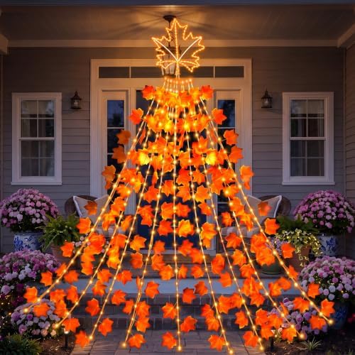 Huquary Fall Maple Leaves Waterfall String Lights Led, 2 ft - Image 4