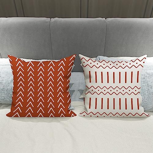 YCOLL Burnt Orange Linen Pillow Covers 16x16 Set of 4, Home Sweet Home Farmhouse Throw Pillow Covers, Holiday Decorative Cushion Covers for Sofa Couch Bed, Autumn Burnt Orangeic Fall Decor - Image 4