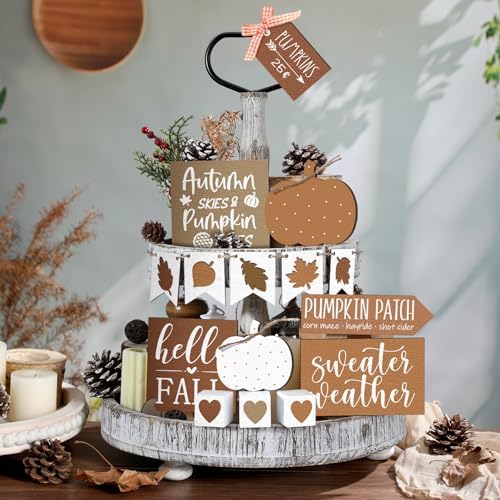 Sumind 15 Pcs Fall Decorations for Home Fall Tiered Tray Decor Set,Leaf - Image 5