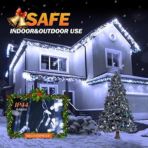 USOKYO Icicle Christmas Lights, 62FT LED Icicle String Lights with 144 Drops, Outdoor/Indoor Use, 8 Modes, Cool White - Image 3