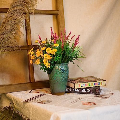 alyptus 12 Bundles Artificial Plants Outdoor Fake Monkey Grass with Flowers for Pot Garden Verandah Decor (Pink Flowers) - Image 7