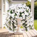 Sggvecsy Artificial Fake Hanging Flowers Plants for Outdoor Outside Spring Summer Decoration 4PCS Faux Silk UV Resistant Realistic Morning Glory Trailing Vines for Home Porch Patio Balcony(White) by Sggvecsy
