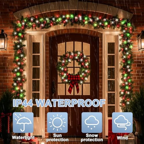 LAMPHOME Red Green White Christmas Lights Decoration, 500Lights 165ft Mini Bulb String Lights Plug in for Indoor Outdoor Christmas Tree Garden Patio Wedding Decor - Image 3