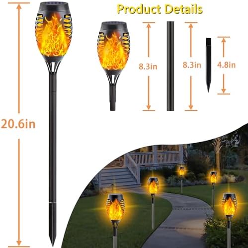 10Pack Solar Torch Lights with Flickering Flame Mini Solar Flame Lights - Image 6