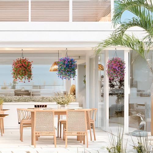 Artificial Faux Hanging Flowers Plants Basket for Outdoor Spring Home Decor - Image 5