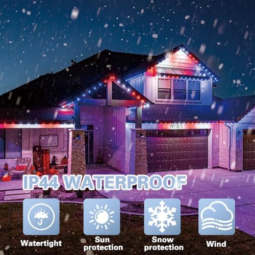 LAMPHOME 33ft Red White Blue String Lights, 100LED 4th of July Patriotic Fairy Lights Plug in,16 Lighting Modes with timer Starry Lights for Outdoor Tree Independence Day Memorial Day tree Party Decor - Image 3