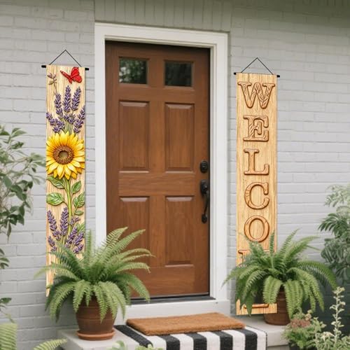 Nuxovilar Sunflower Lavender welcome Banners 12x70 Inches Polyester - Image 4