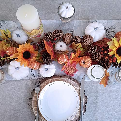 BESTTOYHOME 12 PCS Assorted Sizes Rustic Harvest White Artificial Pumpkins for Halloween, Fall Thanksgiving Decorating Harvest Embellishing and Displaying - Image 4