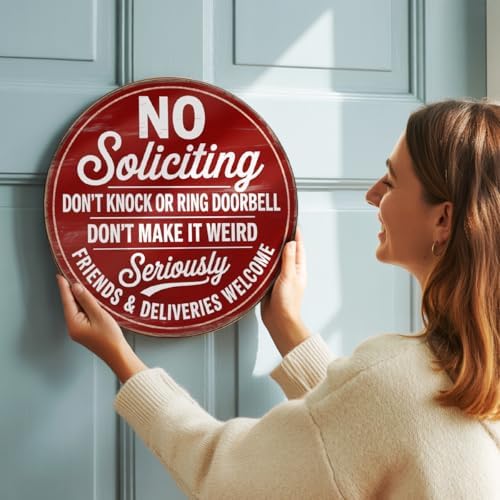 No Soliciting Wood Sign for House Front Door, Don't Knock or Ring Doorbell House Welcome Sign - Image 2