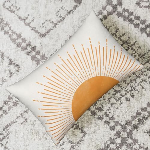 Summer Pillow Covers 12x20 Inch Set of 2, Yellow Sunshine Decorations Outdoor Throw Pillows Boho Summer Sunset Sun Pillowcase Linen Decor Farmhouse Lumbar Cushion Case for Couch Home Sofa - Image 4