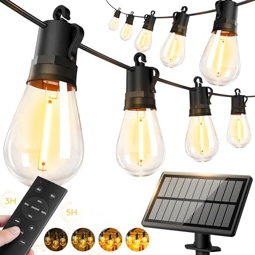 65ft-Solar-Powered-Lights-Outdoor-Waterproof-String Lights-Outside-Patio-Yard-Garden-Fence-Backyard-Deck-Porch-Balcony-Patios-Camping-Battery-Operated-LED-Fairy-Strip-Lighting-Hanging-Edison-Bulbs-S14 by Unknown