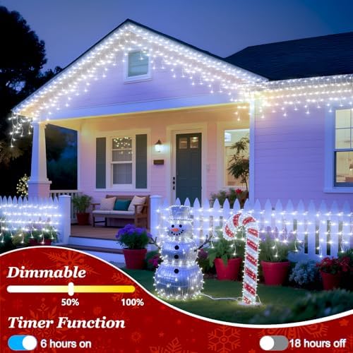 Christmas Icicle Lights Outdoor 82FT 810 LED Drops Cool White - Image 4