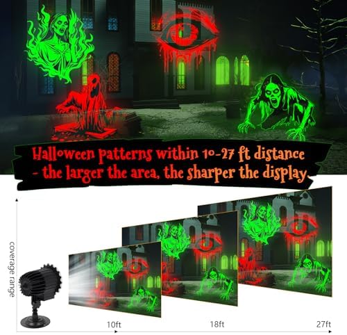 Halloween Projector Lights Outdoor - LED Rotating Skull & Ghost Projection Light, Waterproof Halloween Light Projector, Indoor/Outdoor Decor for Home, Yard, Party, Window & Wall - Image 5