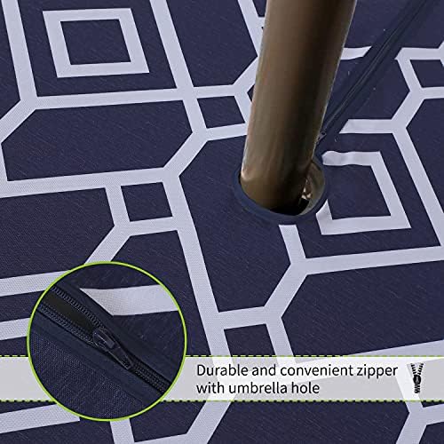 LUSHVIDA Moroccan Outdoor Tablecloth with Umbrella Hole, 60x84 Inch Navy - Image 5