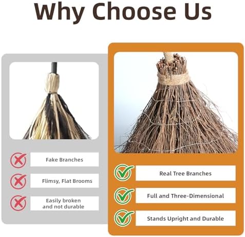Halloween Decorations Fall Decor - 6FT Giant Handmade Real Twig Witch Broom - Image 4