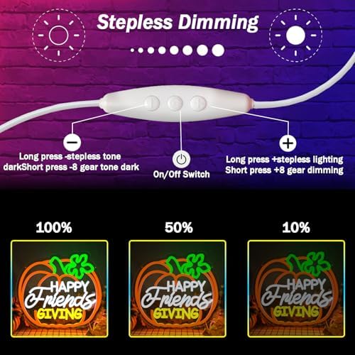 Happy Friendsgiving Neon Signs Thanksgiving Neon Sign for FriendsGiving Party Decorations FriendsGiving Sign for Wall Decor Pumpkin Neon Sign for Door Wall Art Window Home Party - Image 5