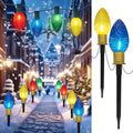C9 Multicolor Christmas Decorations Outdoor Waterproof, 8FT Strawberry Jumbo Walkway Lights with 4 C9 LED Bulb, Connectable Marker Stakes Landscape Lights for Winter Yard Garden Lawns Xmas Holiday by Doratale