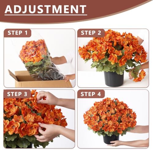 2Pcs Artificial Fall Azalea Flower Topiary Trees for Porch(Orange) - Image 5