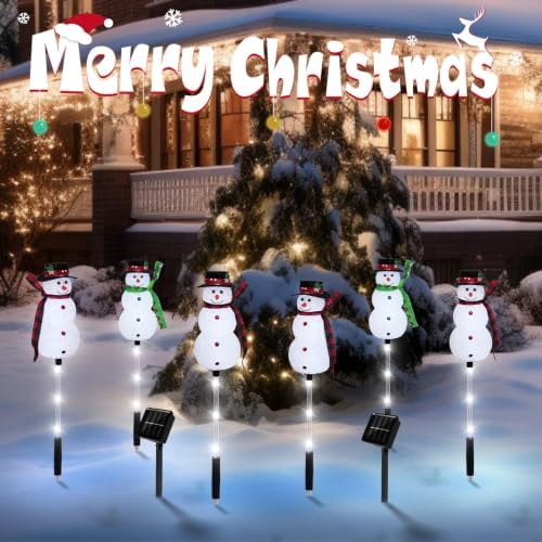 Christmas Snowman Solar Pathway Lights Outdoor Decorations, 6 Pack - Image 7