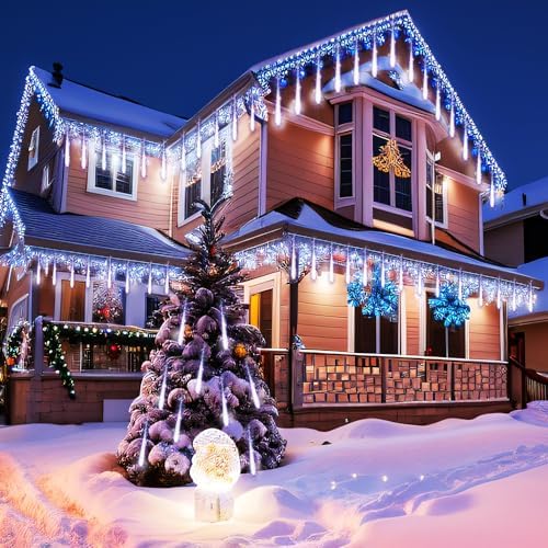 Large Meteor Shower Lights for Christmas Decorations Outdoor, 40-Tube White - Image 2
