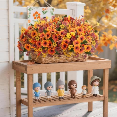 INQCMY Artificial Fall Flowers for Outdoor Porch Decoration,12pcs Fake Mums - Image 5