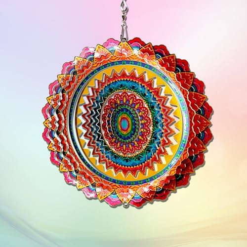 Fonmy Stainless Steel Wind Spinner Worth Gift Indoor Outdoor Garden Decoration Crafts Ornaments 6 Inch Multi Color Mandala Wind Spinners by FONMY