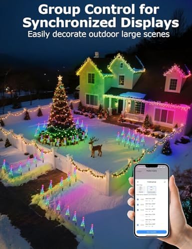 8 Pack Christmas Pathway Lights Outdoor with RGBW DIY Modes, APP Control Spiral Lighted Xmas Tree Path Lights with Scene Modes, Schedule & Music, Christmas Yard Decorations Outdoor Waterproof - Image 4