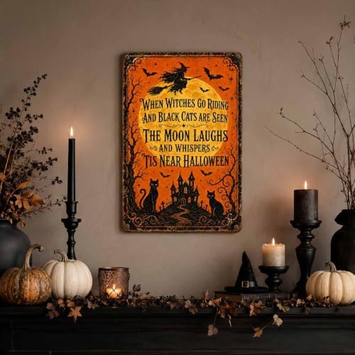Halloween Poem Metal Art Sign When Witches Go Riding Wall Decor - Image 6