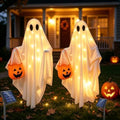 Solar Ghost Halloween Lights 2Pack Hanging Stake Yard Decor by ANLTDTC