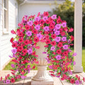 Artificial Fake Hanging Flowers Plants for Outdoor Outside Spring Summer Decoration 2PCS Faux Silk UV Resistant Realistic Mums Daisy with Eucalyptus for Home Porch Patio Balcony(Hot pink & Magenta) by Sggvecsy