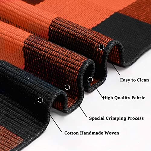 KILOCOCO Halloween Buffalo Plaid Rug 4x6 ft Orange and Black Front Door Rug - Image 3