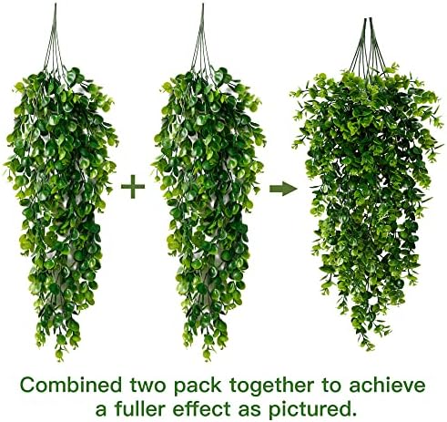 Sggvecsy 8 Pack Artificial Hanging Plants Fake Hanging Plant Faux Hanging Eucalyptus UV Resistant Plastic Plants for Indoor Outdoor Room Wall Wedding Patio Porch Decor - Image 7