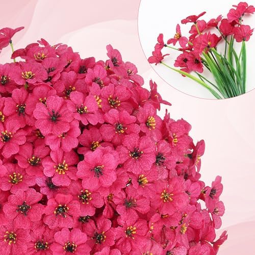 16 Bundles Red Flowers Artificial Outdoor Summer UV Resistant Fake Flowers Outdoor Porch Summer Decor Outside Artificial Plants for Window Box - Image 2